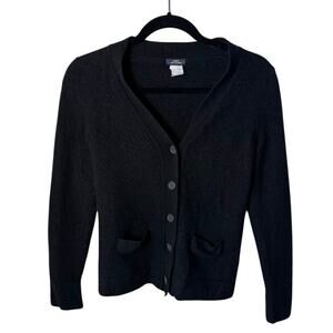 J.Crew 100% Cashmere Button-Front Cardigan Black  Tagged L (Fits XS/S)